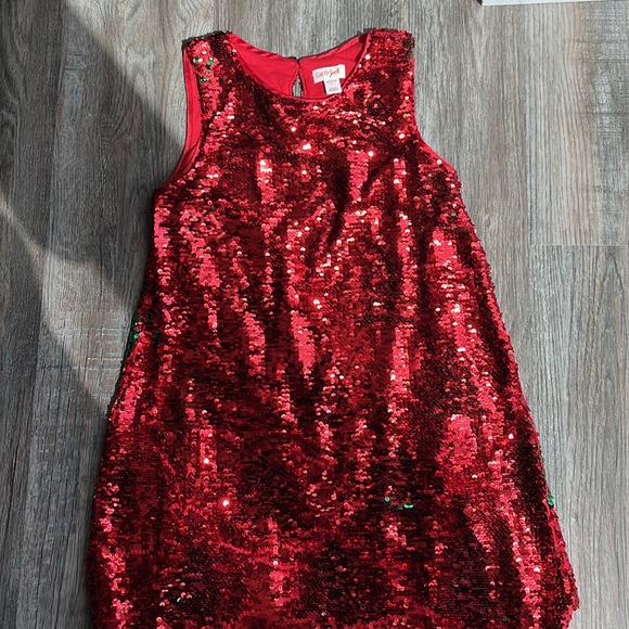 Girls sequence Christmas tree flip dress, size 7/8 - Picture 4 of 7